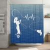 Blue Heartbeat Shower Curtain Silhouette Water Sports Girl Decoration for Bathroom Window Privacy Waterproof Fabric Backdrop
