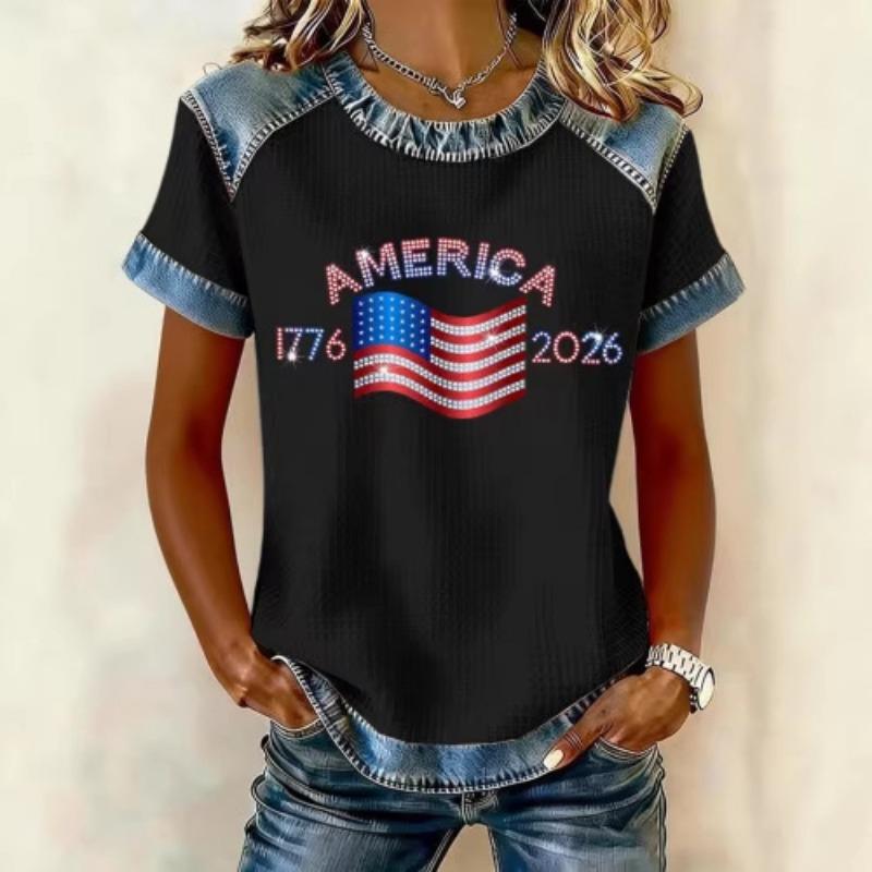 

Summer new women s waffle top round neck short sleeve back neck slit round neck T-shirt S чёрный
