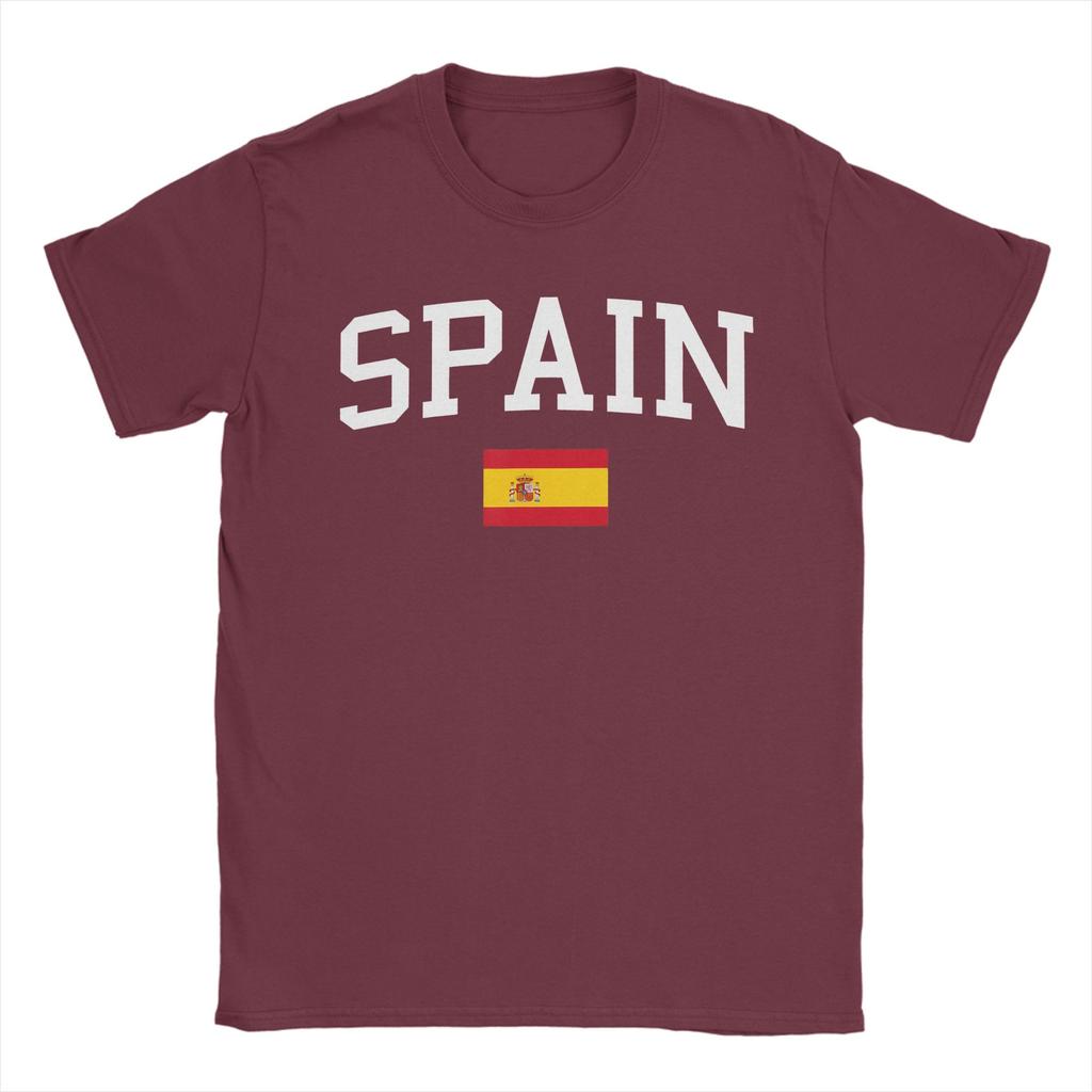 SPAIN Flag Vintage Distressed Cotton T Shirt For Men Summer Streetwear T Shirts Crewneck Fashion Tees Big Size Casual Clothes