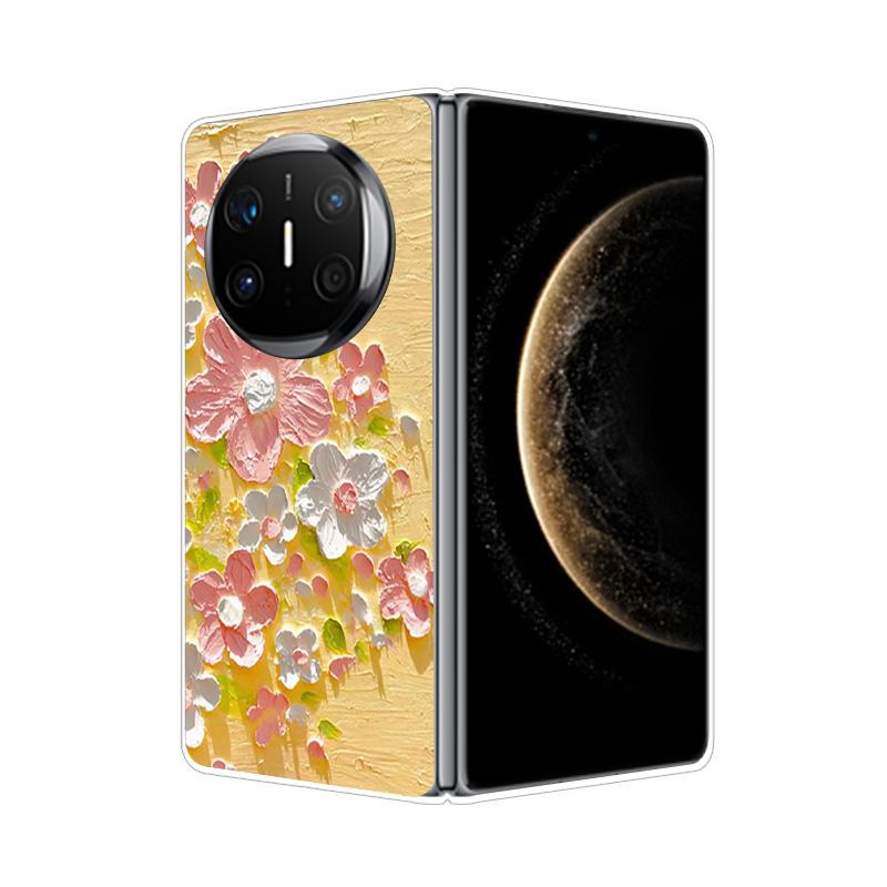 Clear Hard PC Phone Case For Honor Magic V3 Vs3 V2 VS2 Folding Transparent Flower Pattern Cover For Huawei Mate X6 X5 X3 X2 Capa