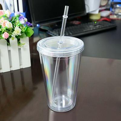 Plastic Outdoor Portable Straw Cup Water Bottle With Lid Drinking Cup Drink Tea Milk Mug