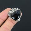 Natural Black Onyx Gemstone 925 Sterling Silver Promise Ring Size 9 For Women