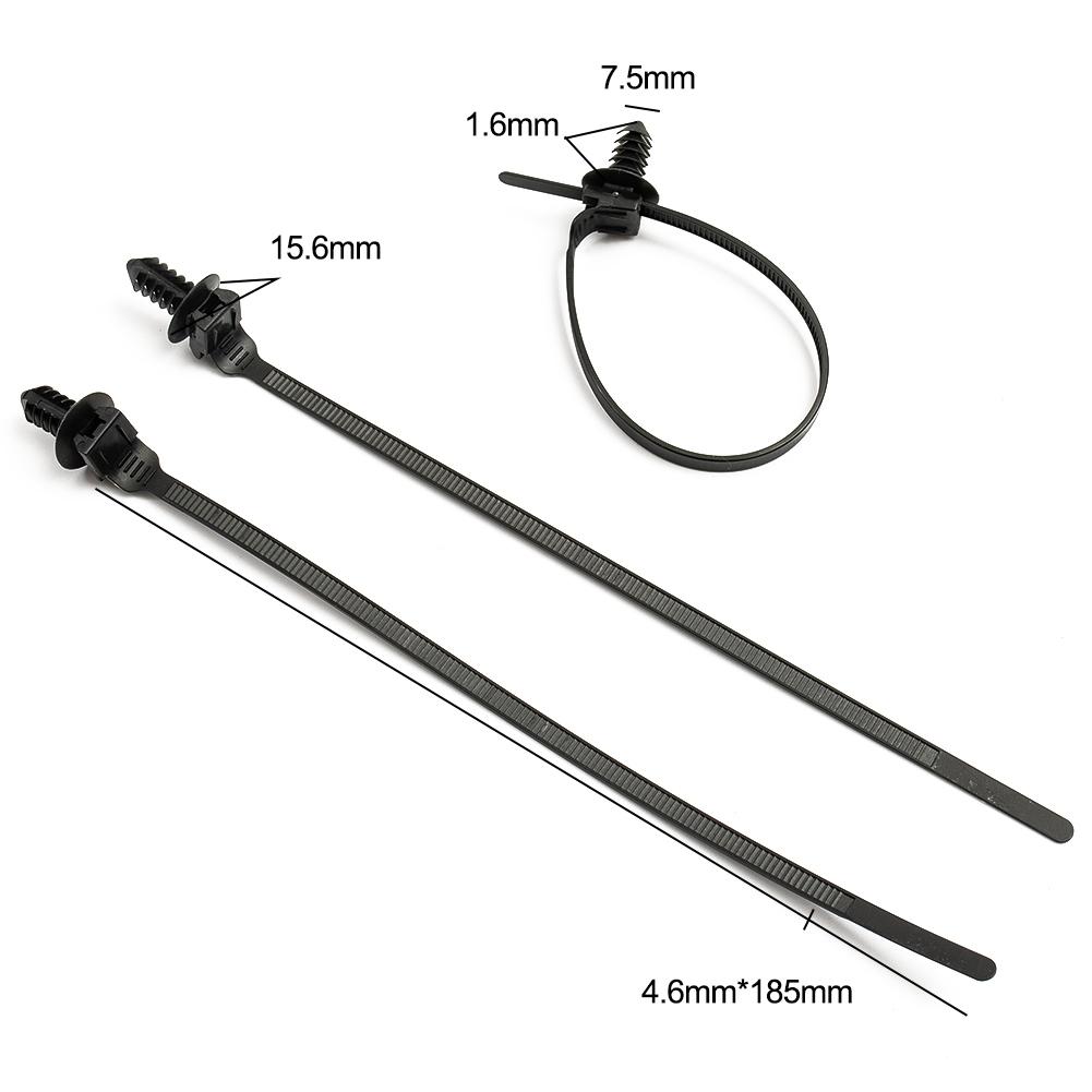 50 pezzi fascette fermacavi nere con clip a pressione e zip