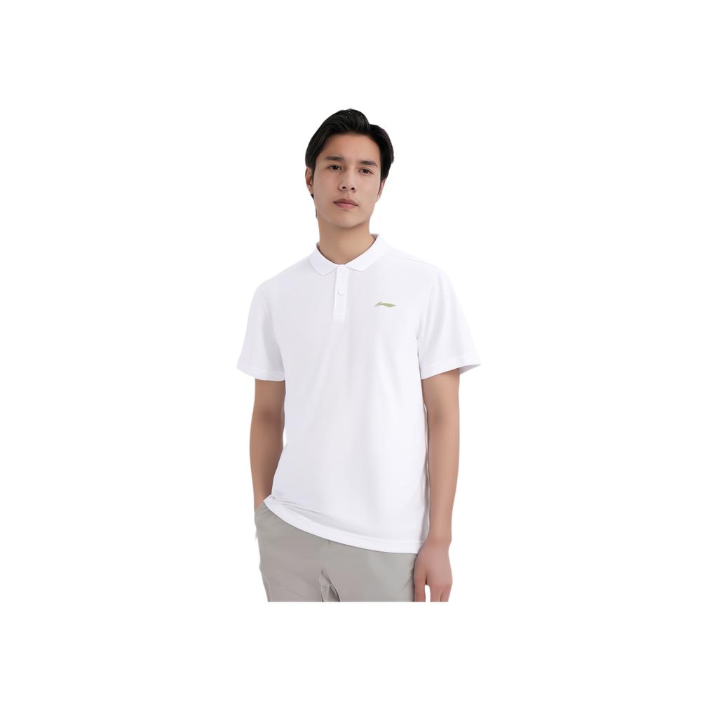 Li-Ning Fitness Series Simple Solid Color Casual Short Sleeve Polo Shirt Men Tops White APLU253-3