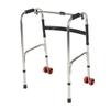 Elderly Folding Walker 6 Height Adjust 4 Legs Stainless Steel Walking Aid with Red Wheels Single