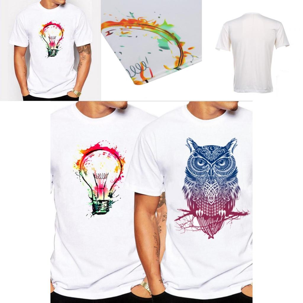 T-Shirt mit Eulen- und Totenkopfmuster für Herren, lässig, Kurzarm, bedruckt, für junge Leute