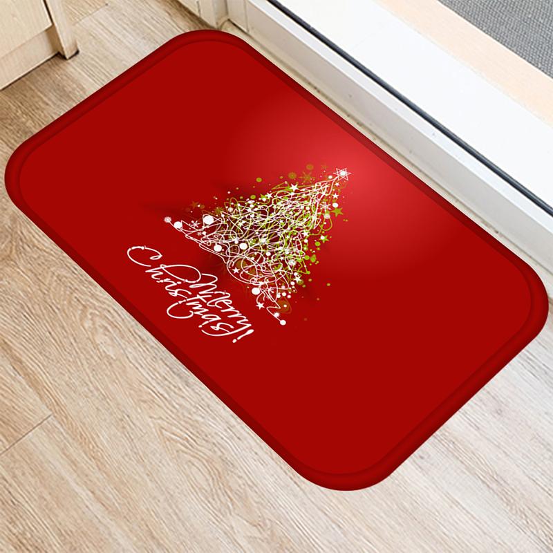 Merry Christmas and New Year Home Decoration Entrance Door Mat Bathroom Kitchen Non-Slip Floor Mat Living Room Hallway Carpet