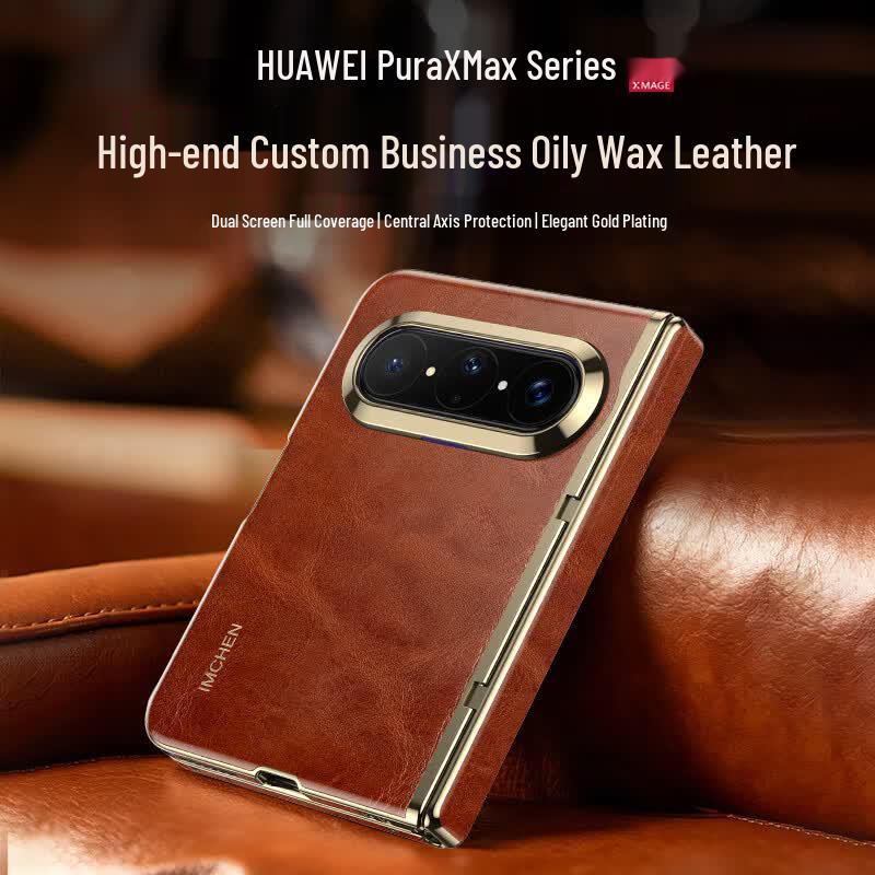 IM-CHEN Luxury Oil Wax Leather Phone Case for Huawei Pura X Max Huawei Pura X Max/Collector s Edition