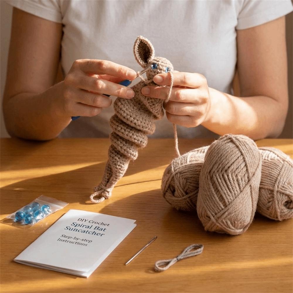 Handmade Bat Wind Spinner Crochet Kit Hanging DIY Spiral Bat Knitted Pendant Beginner Friendly