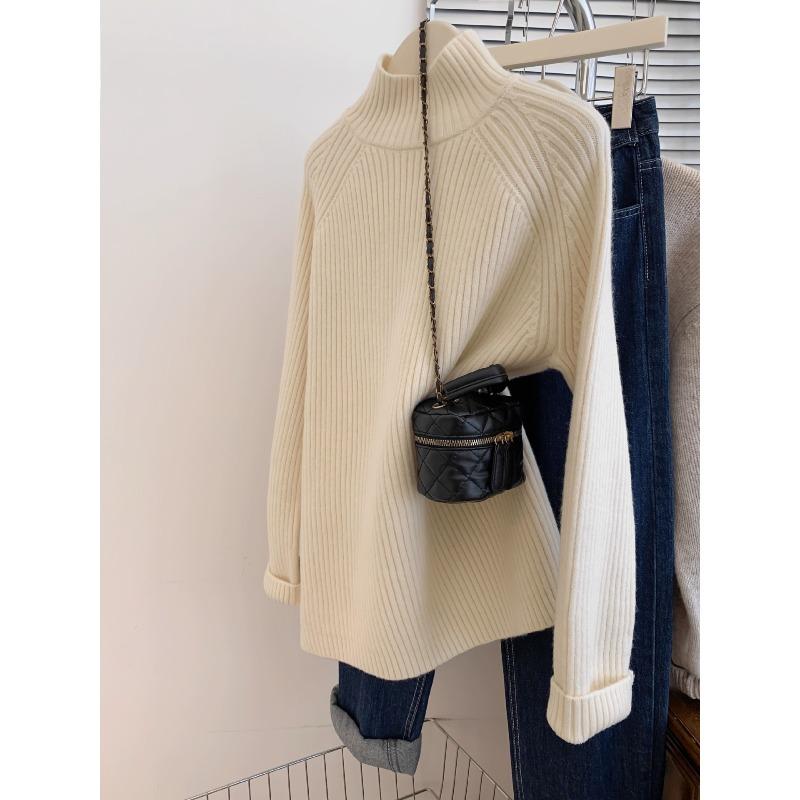 

Pink semi-turtleneck bottoming sweater women s autumn, winter and winter high-end inner bottoming sweater small medium neck knitted sweater one size fits all абрикосовий