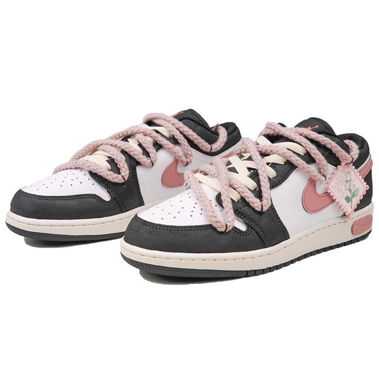 Jordan Air Jordan 1 Low top Vintage Basketball Shoes Women's Black Pink DX4374-008(Team27-GSS-BOX)