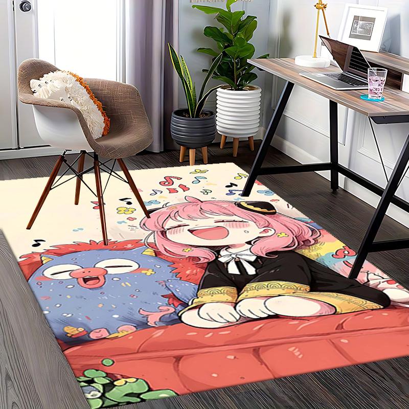 1pc Anime Cartoon Design Office Chair Mat - Cute Pink-haired Girl with Music Notes and Flowers, Suitable for Home Decor, Living Room, Bedroom, Game Ro