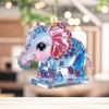 Auto Hanger met Lanyard Sprankelende Strass Steentjes 2D Acryl Olifant Ontwerp Kleurverloop Mini Acryl Ornament Sleutel Bureau