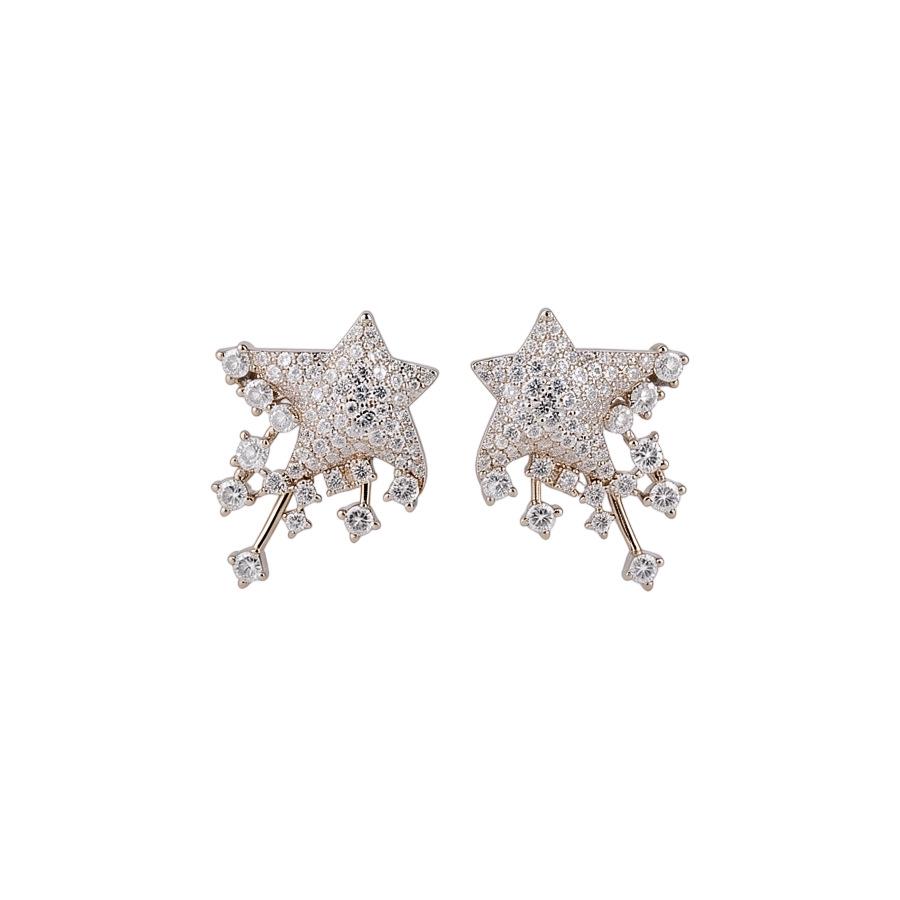 Exquisite Star Stud Earrings with High-End Silver Needle Design - Versatile and Fashionable Luxury Ear Accessories