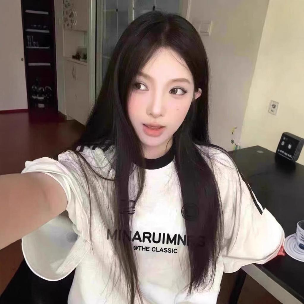 Pure cotton American three-bar gray short-sleeved t-shirt women's summer loose and lazy Guochao high street couple half-sleeved top