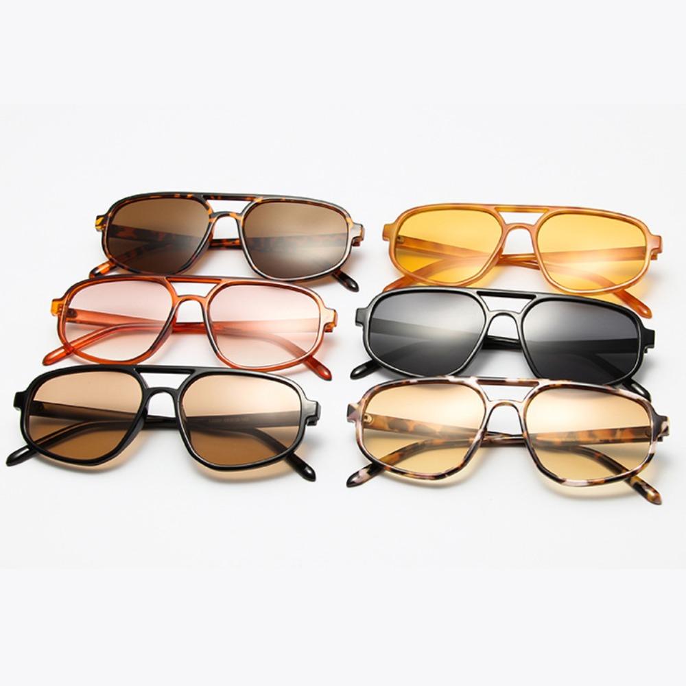 Wide Legs Double Beam Sun Glasses UV400 Retro Trend Eyewear Irregular Square Sunglasses  Selfie