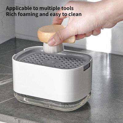 Liquid Soap Dispenser Detachable Double Layer Drainage Design Smooth Dispensing Press Type Manual Soap Dispenser Kitchen Supply