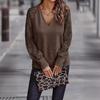 European & American Women's V-neck Lace Knitted Sweater - Loose Casual 2024 Spring/Summer Fashion Top