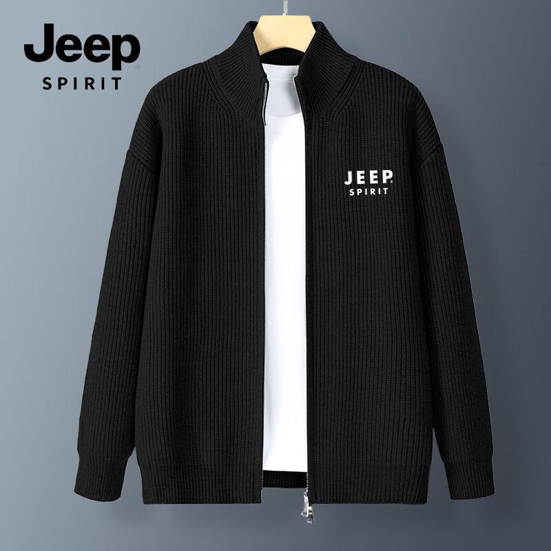 

JEEP SPIRIT Men s Winter Stand Collar Zipper Knit Cardigan L