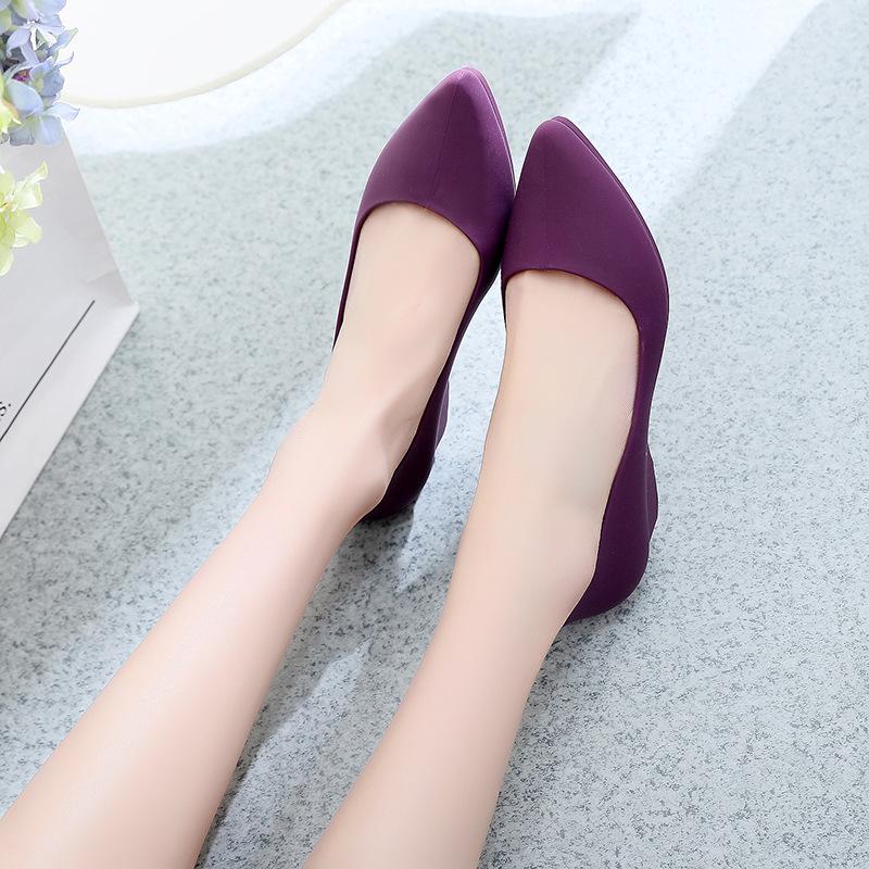 2024 Spring Korean Style Pointed Toe Suede Wedges: Versatile, Medium Heel, Non-Slip Work Shoes
