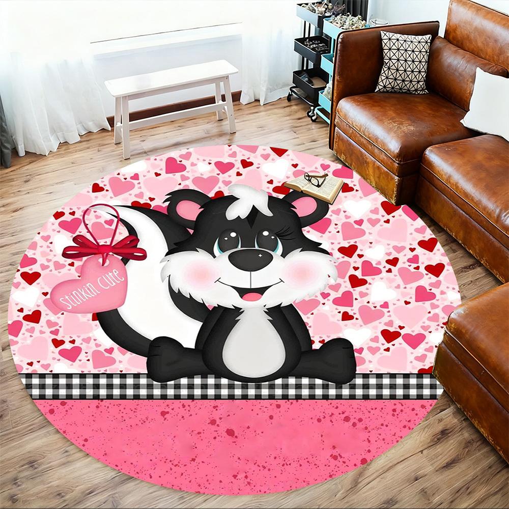 1pc Skunk Cute Round Chair Mat Office Area Rug - Non-Slip, Floor Mat for Office, Bedroom, Ideal Home Decor Gift C0112064