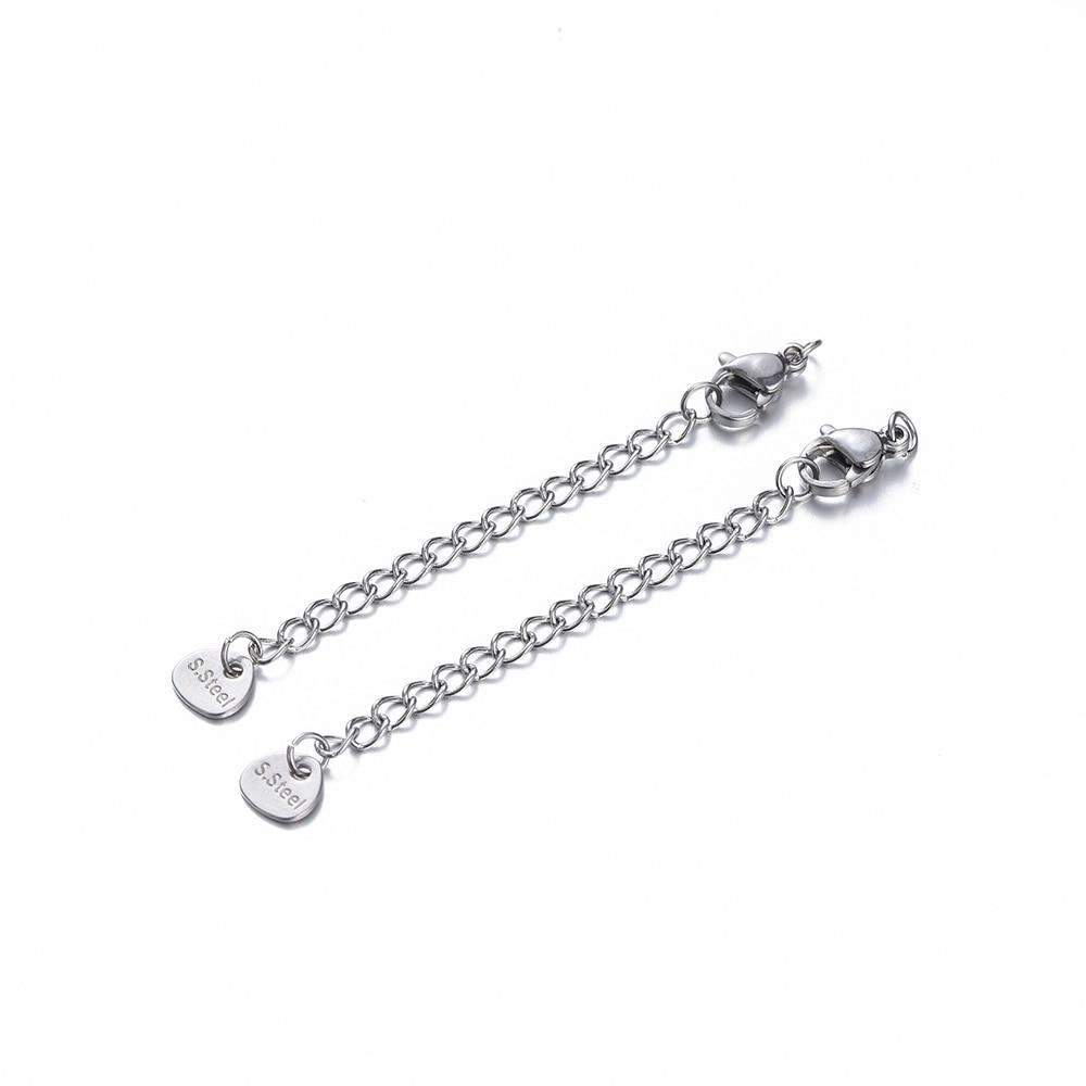 10 sztuk łańcuszki przedłużające ze stali nierdzewnej z karabińczykami złącze naszyjnik z ogniwami ogon robienie DIY akcesoria do bransoletek