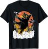 Black Cat Japanese Sunset Crew Neck, Cotton Unisex T-Shirt Mens Womens Tees Top