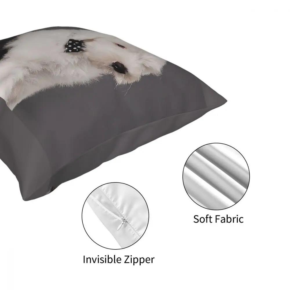 Old English Sheepdog Square Pillow Case Polyester Throw Pillow Cute Bobtail Dog Funny Cushion Covers