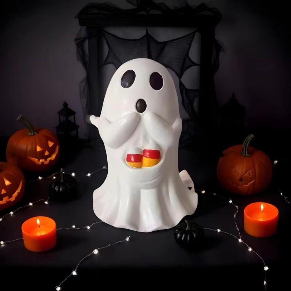 Cartoon Ghost Art Sculpture Resin Ghost Statue Ornament Halloween Ghost Figurine Office
