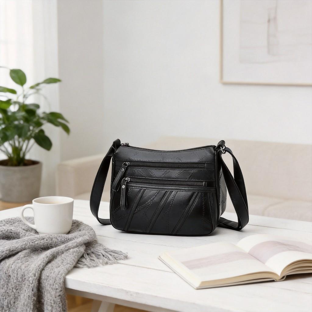 Pu Leather Crossbody Bag For Women Small Shoulder Purse With Zipper Closure For Daily Use