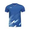 Competition Day Series Summer Quick-Dry Comfortable Stylish Short Sleeve Badminton Shirt Men Tops Ceramic-Blue AAYV043-4
