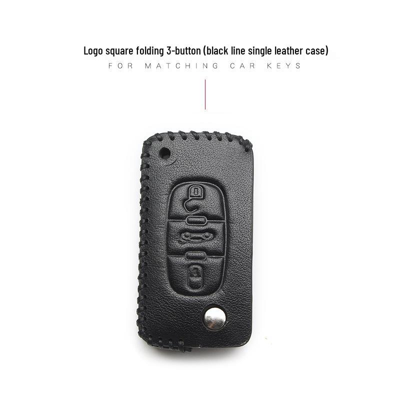 Genuine Leather Key Cover for Peugeot 308, 508, 408, 3008, 4008, 208 & Citroen Sega