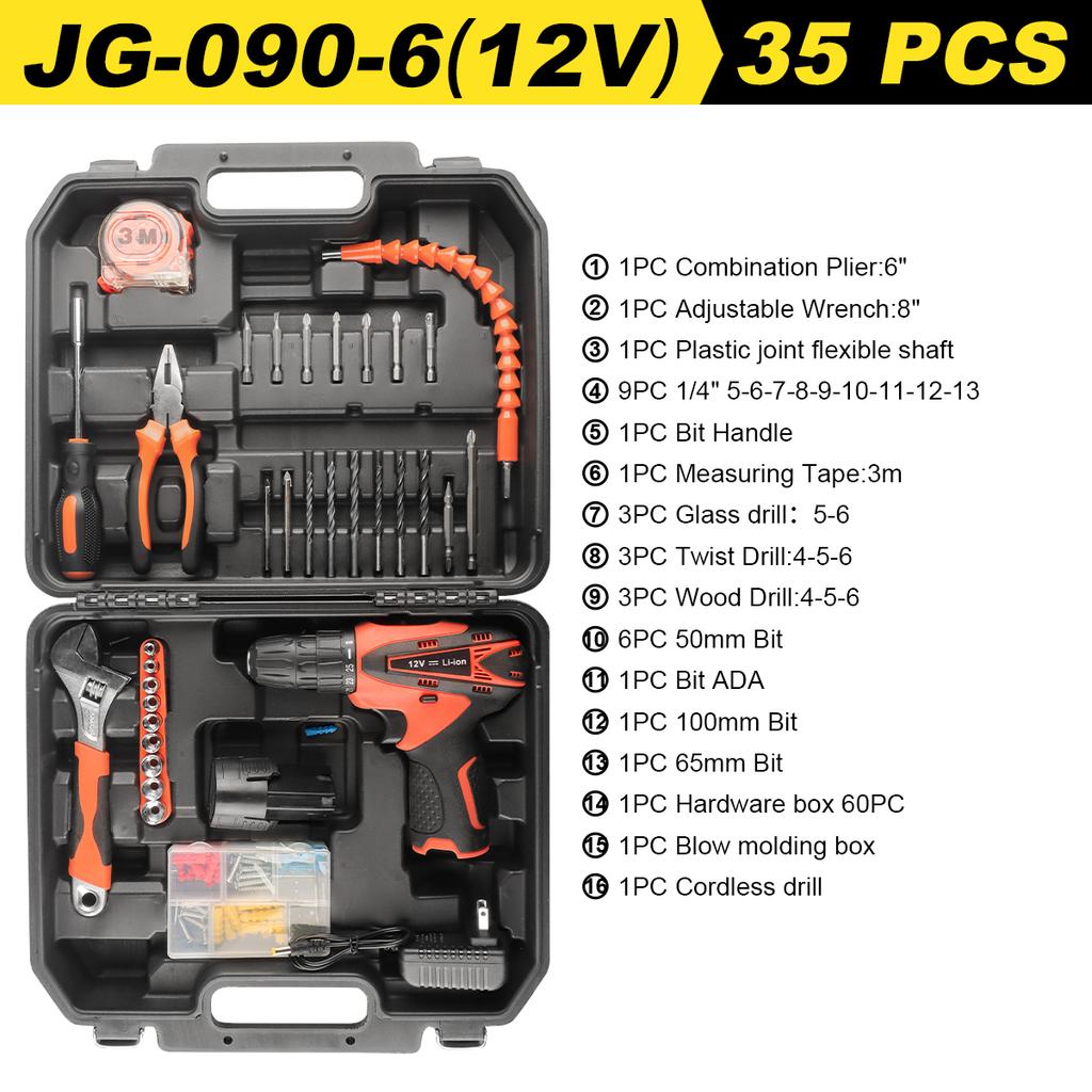 Cordless Drill Driver Set, 12V Electric Screwdriver Driver Tool Kit, 3/8" Keyless Chuck, Charger and batterie Included