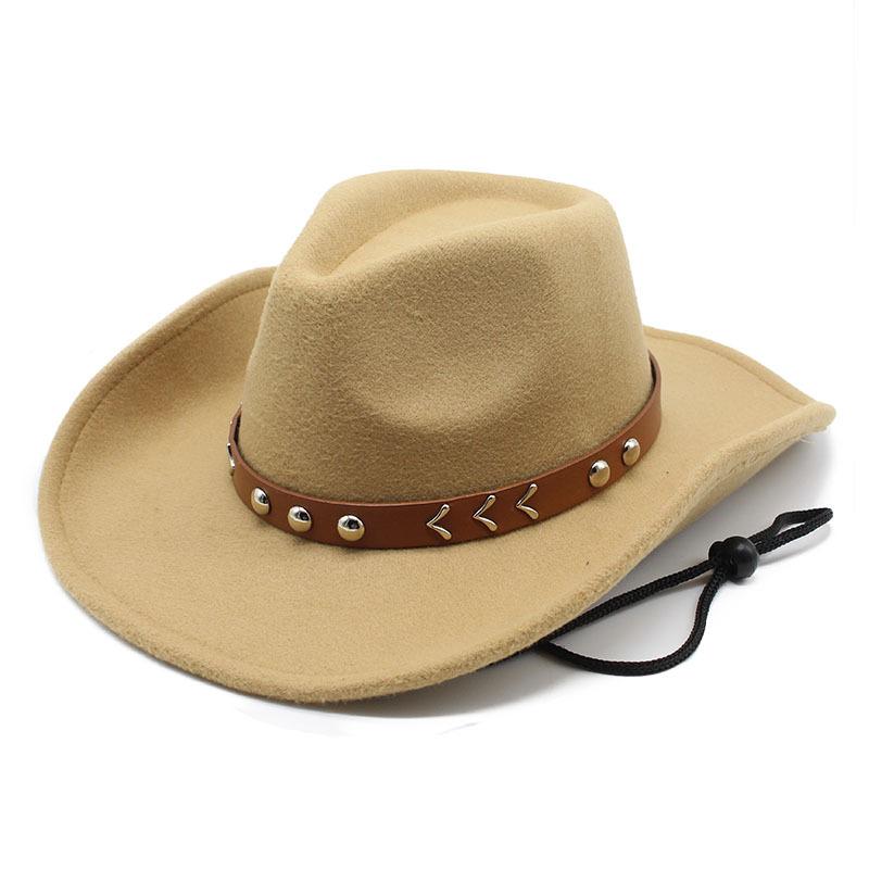 

Wool Top Hat Western Denim Style Big Edge Hat Texture Belt Women S Hat Jazz Hat M（56-58cm） верблюд