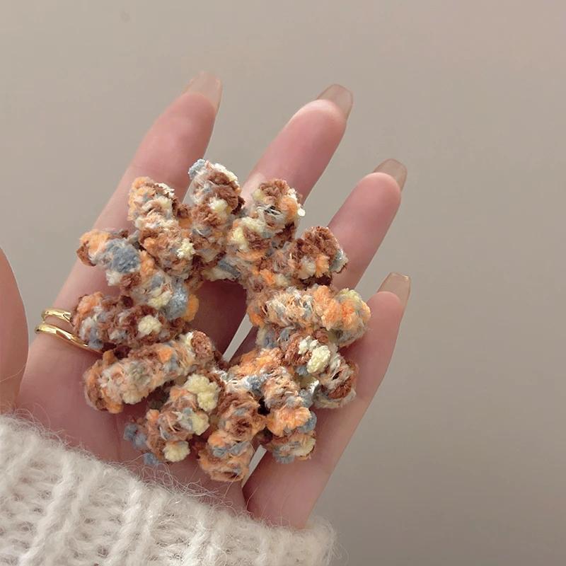 Cute Soft Lamb Fur Spiral Hair Ties Telephone Cord Scrunchies Elastic Hair Band Ponytail Holder Women Winter Hair Accessories