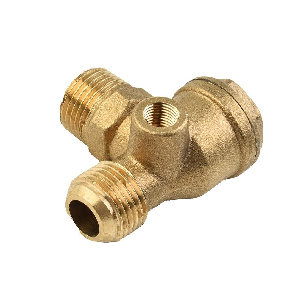 

Air Compressor 3-Port Brass Male Threaded Check Valve Connector Tool