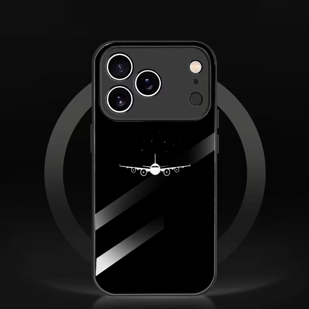 Simple White Airplane Print Glass Phone Case Mobile Phones for Iphone 17 Pro Max Cover for iPhone 17 16 15 14 13 12 Pm Pro Plus