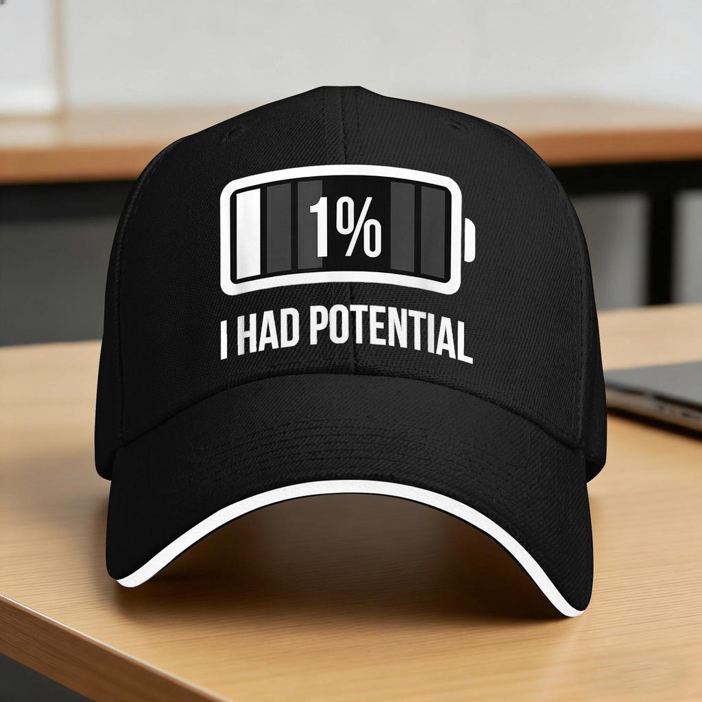 I Had Potential Sun Baseball Cap Summer yk Funny Hip Hop Hats For Women Unisex Tennis Skate Snapback Cap