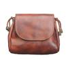 Hand Painted Vegetable Tanned Leather Coin Purse for Women, Vintage Chinese Style Layered Cowhide Leather Key Bag, Headphone Storage Bag