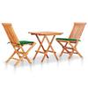Day and Night - Day and Night 3-piece Bistro Set with Green Cushions Solid Teak Wood