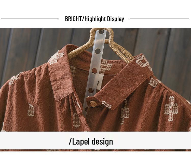 Retro Artistic Spring 2026 Long Sleeve Cotton Linen Base Layer Shirt