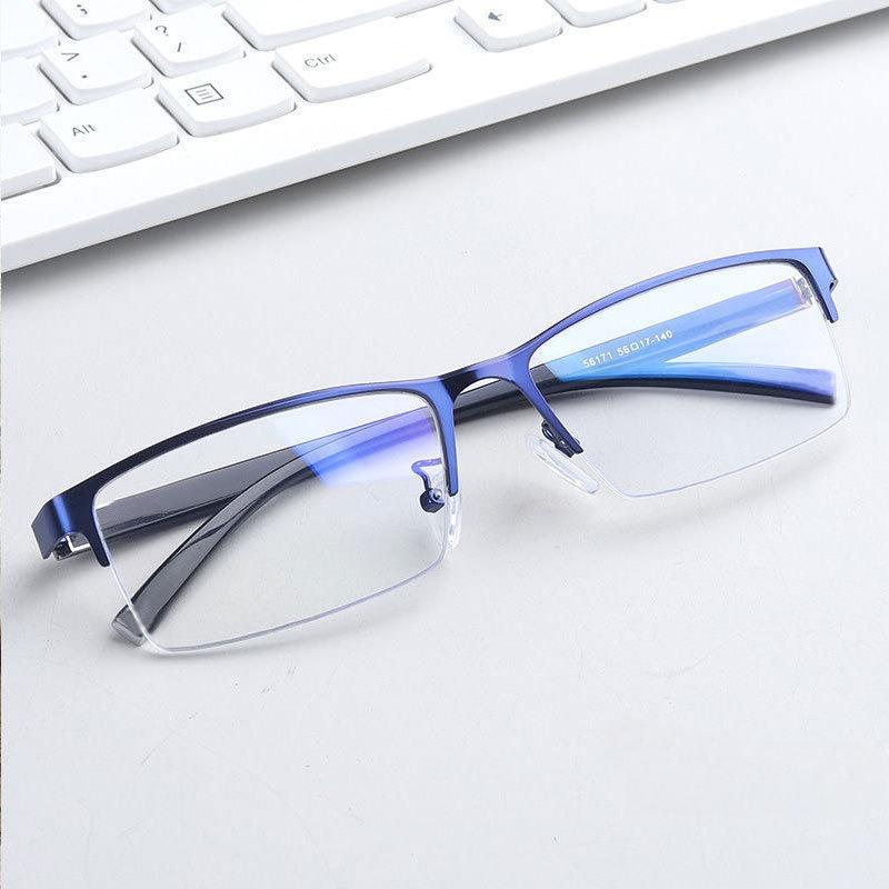 3 Color Transparent Anti Blu-ray Glasses Alloy HD Half-frame Business Myopia Glasses Decorative Plastic Men Reading Eyewear