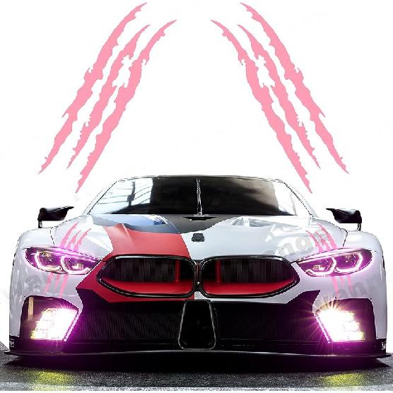 2Pcs Monster Claw Marks Headlight Car Sticker Stripes Scratch Decal Vinyl For Sports Cars SUV Pickup Truck Window Motorcycles Ect(Black)