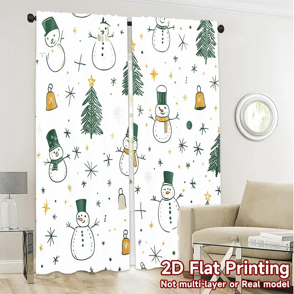 2 Stück, Vorhänge Niedlicher Weihnachts-Schneemann Baum Geschenk Schicke Vorhänge Digitaldruck Halbtransparente Vorhänge Vielseitig Alle Geeignet für