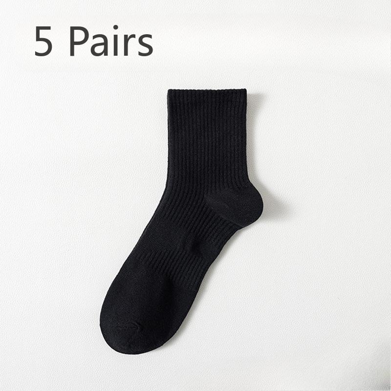 5 Pairs of Men's Spring and Autumn Pure Cotton Sports Deodorizing Running Socks