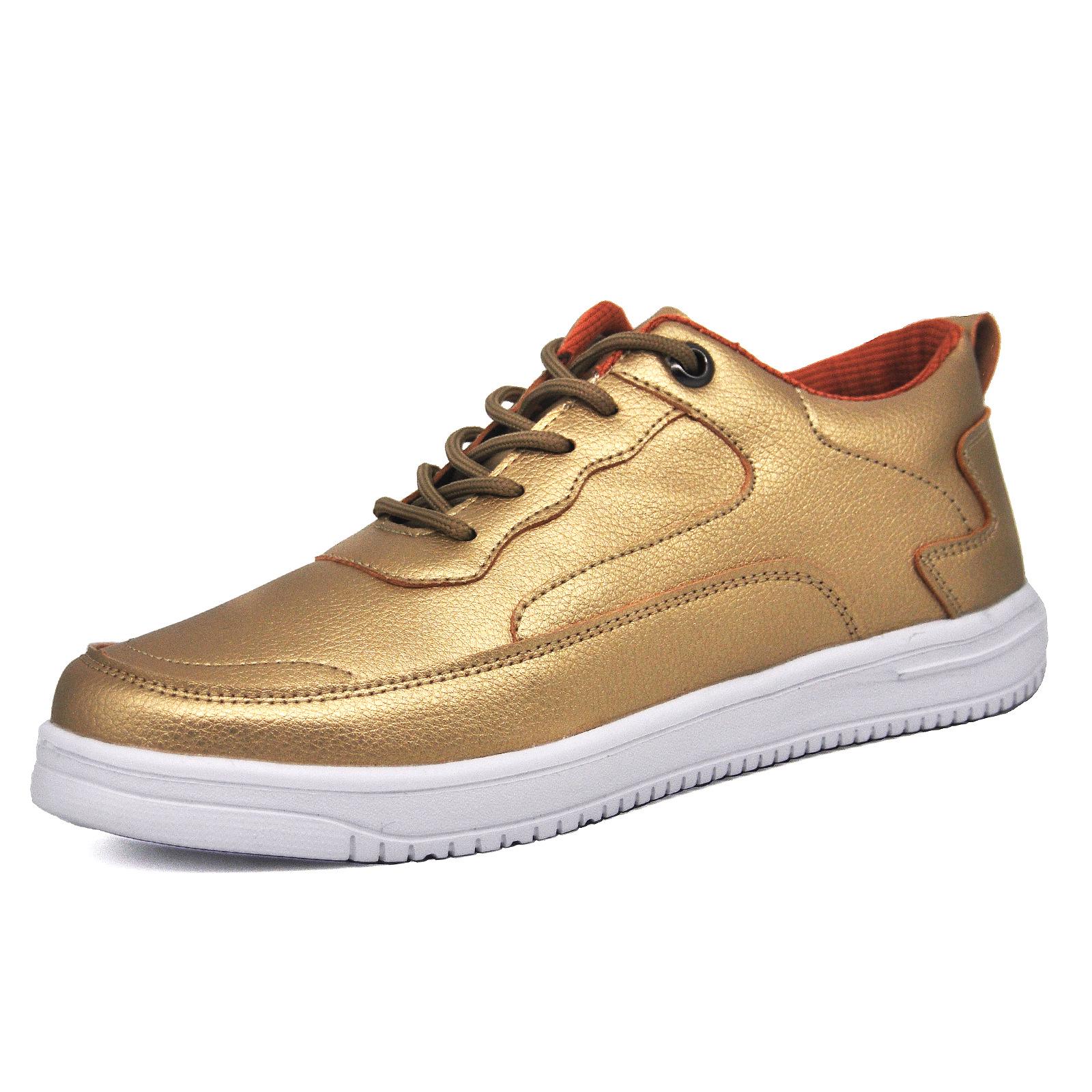 

Men s Spring Style Lightweight Leather Skateboard Shoes - Casual, Large Size, Color Block, Fashionable for Travel 45 золотий