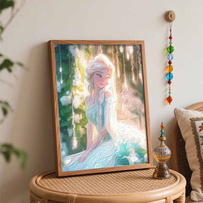 Disney oil painting Elsa painting art handmade diy painting home decoration gift