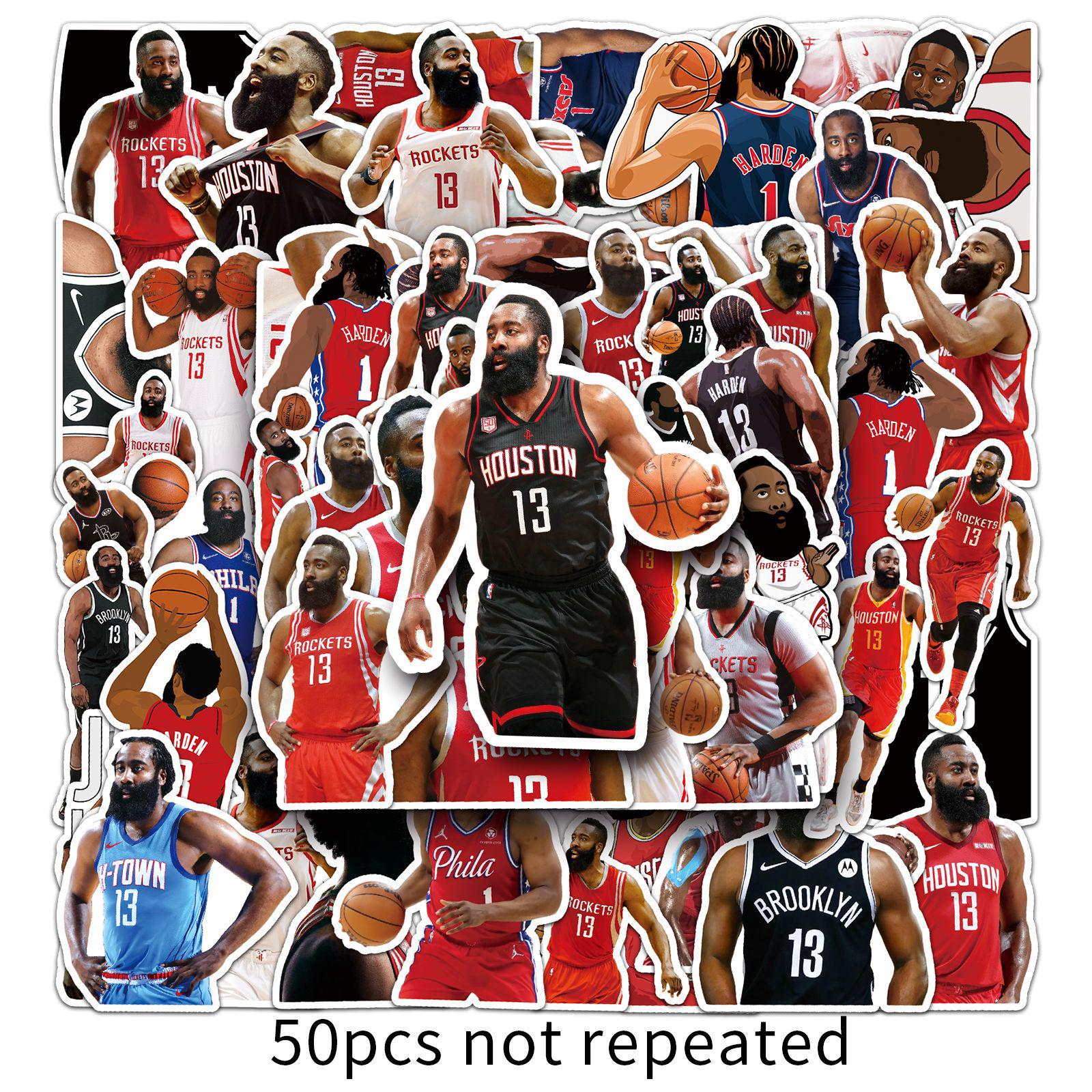 50 Waterproof Graffiti Basketball Star Stickers for DIY Phone Cases & Suitcases