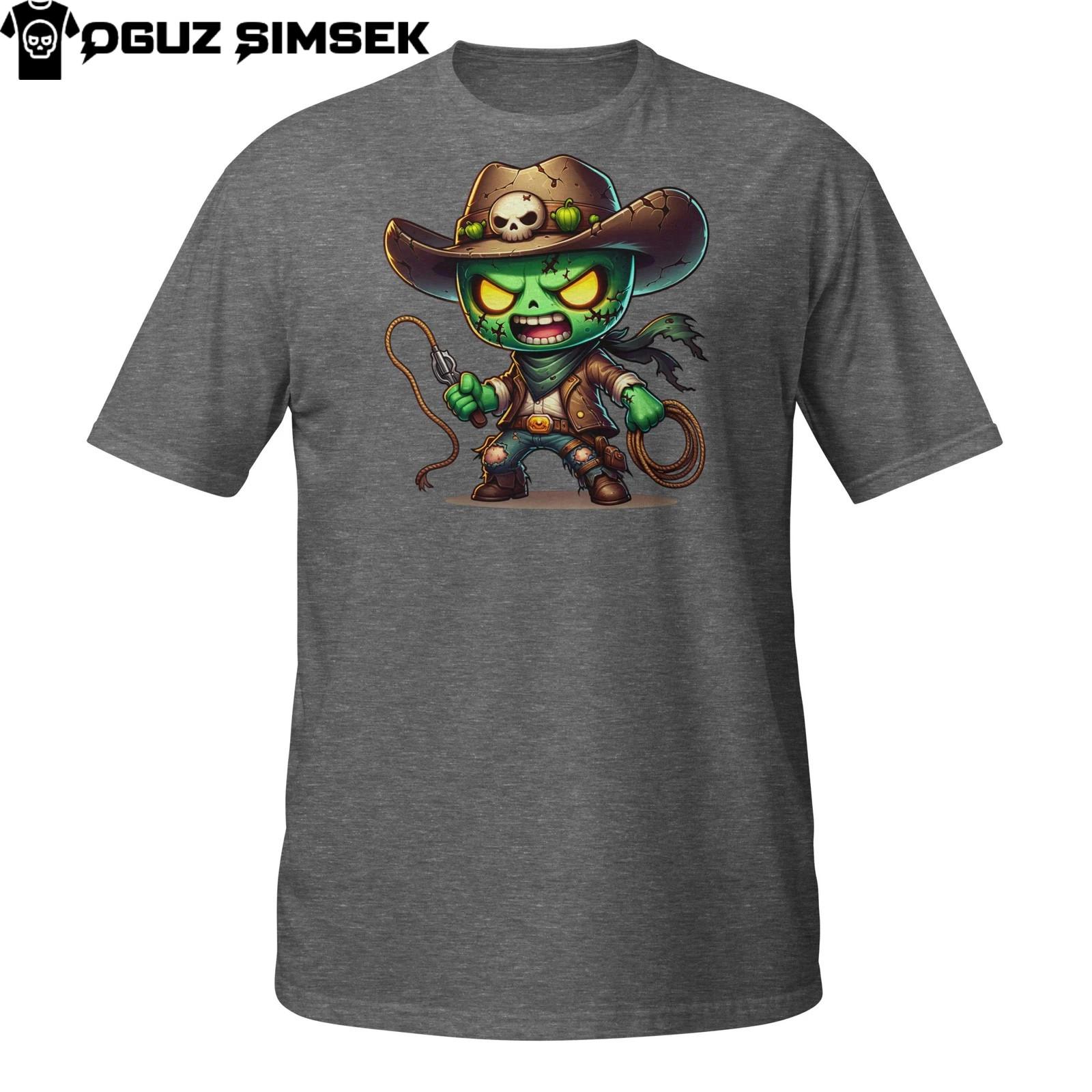 Undead Western Gunslinger T-Shirt Mens Womens Tees Top – Creepy Cowboy Zombie Halloween Gift 2XL