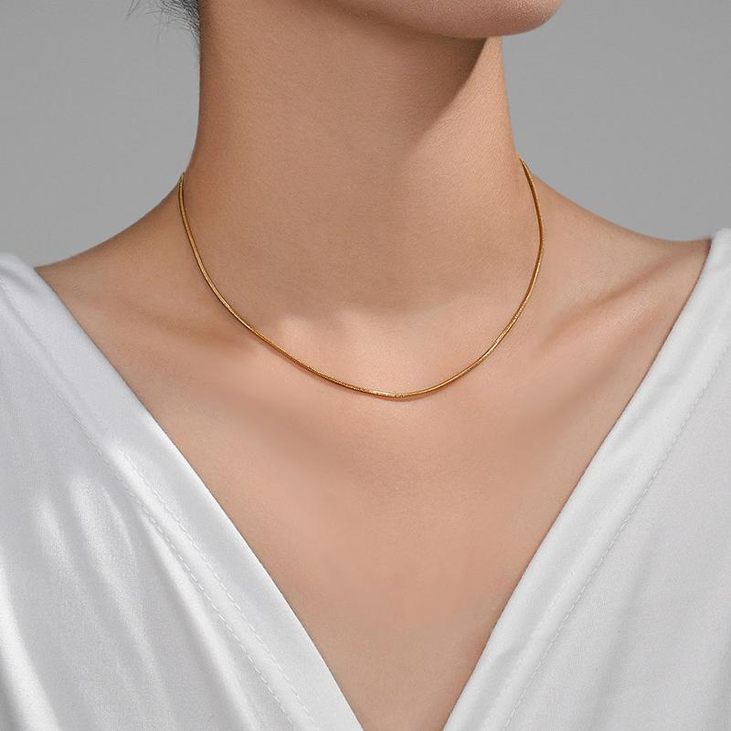 Classic Stainless Steel Round Snake Chain Choker Necklace For Women 0.9mm-2.0mm Gold Silver Color Daily Fashion Female Jewelry
